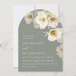 Invitación de boda con flores blancas delicadas