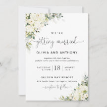 Invitación de Boda con Flores Blancas Elegantes