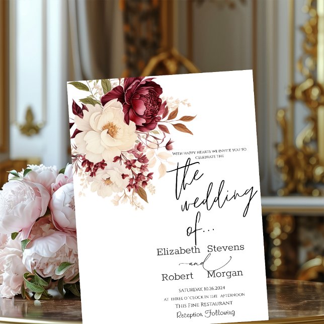 Invitación de Boda con Flores Blancas Elegantes de (Subido por el creador)