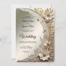 Invitación de boda con flores blancas modernas y p