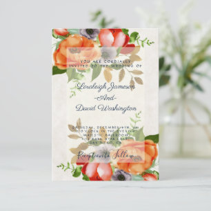Invitación de boda con flores de acuarela económic