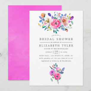 Invitación de boda con flores de acuarela rosa cal