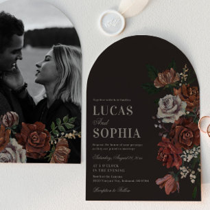 Invitación de boda con flores de arco temperamenta