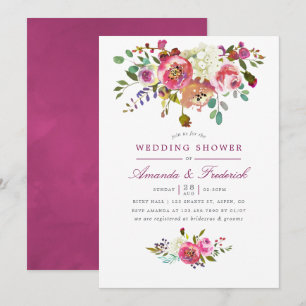 Invitación de boda con flores de ciruela y melocot