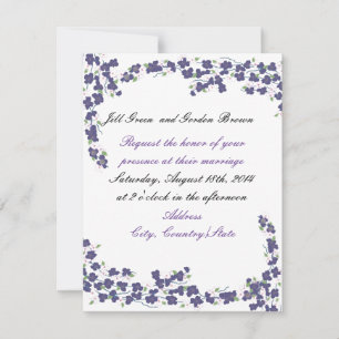 Invitación de boda con flores de color púrpura osc