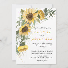 Invitación de boda con flores de girasol amarillas