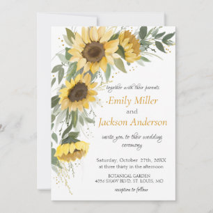 Invitación de boda con flores de girasol amarillas