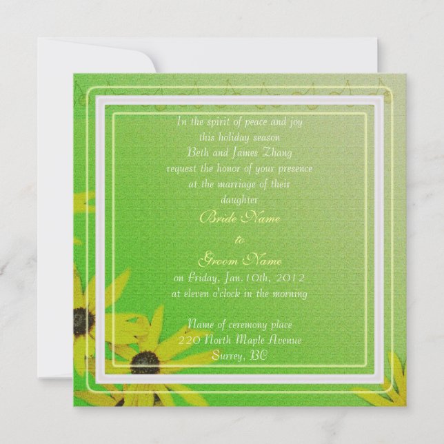 invitación de boda con flores de margarita, padres (Anverso)