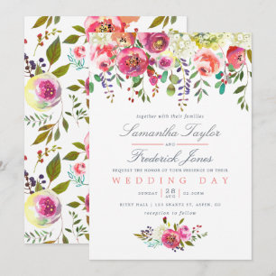 Invitación de boda con flores de melocotón rosado