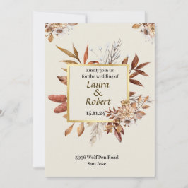Invitación de boda con flores de otoño al aire lib