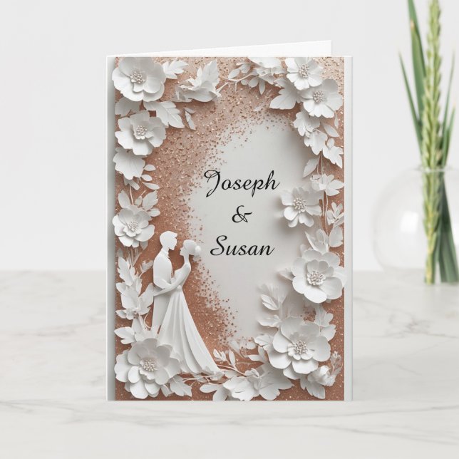 ✨ Invitación de boda con flores de papel para novi (Anverso)