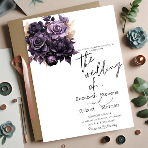 Invitación de Boda con Flores Elegantes de Color M