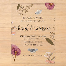 Invitación de boda con flores prensadas de estilo