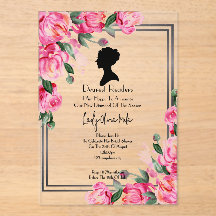 Invitación de boda con flores rosadas
