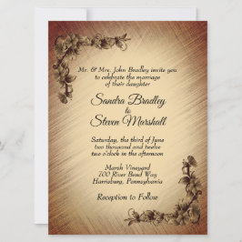 Invitación de boda con flores rústicas profundas