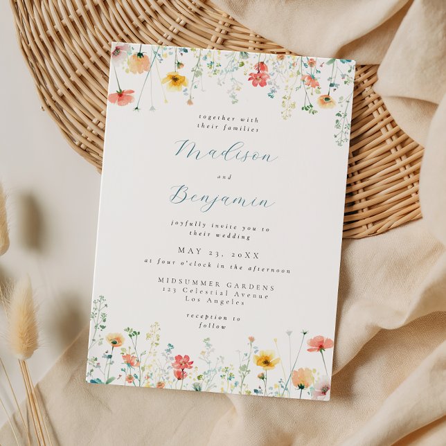 Invitación de boda con flores silvestres caprichos (Subido por el creador)