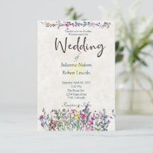 Invitación de boda con flores silvestres coloridas