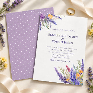 Invitación de boda con flores silvestres de color