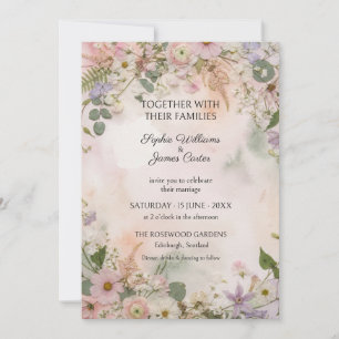 Invitación de boda con flores silvestres de color