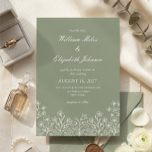 Invitación de boda con flores silvestres en verde 