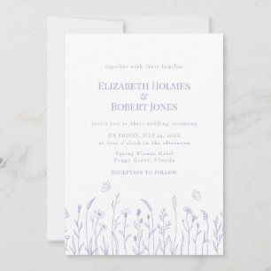 Invitación de Boda con Flores Silvestres Moradas d
