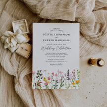 Invitación de boda con flores silvestres prensadas