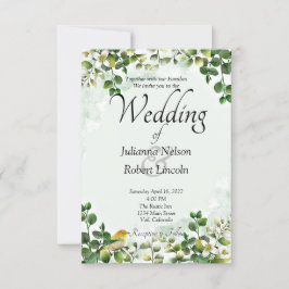 Invitación de boda con follaje de eucalipto
