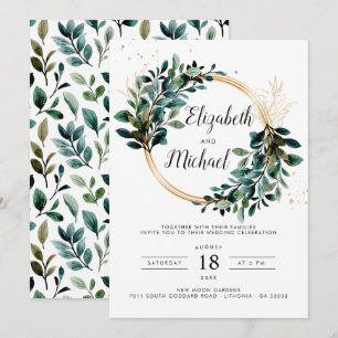 Invitación de boda con follaje de eucalipto