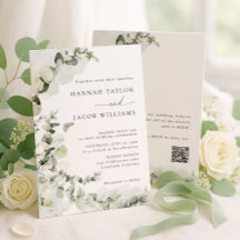 Invitación de boda con follaje de eucalipto