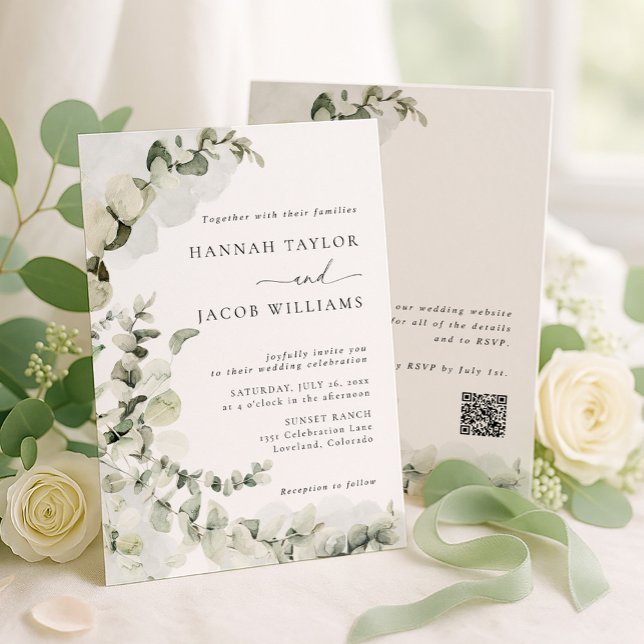 Invitación de boda con follaje de eucalipto (Subido por el creador)