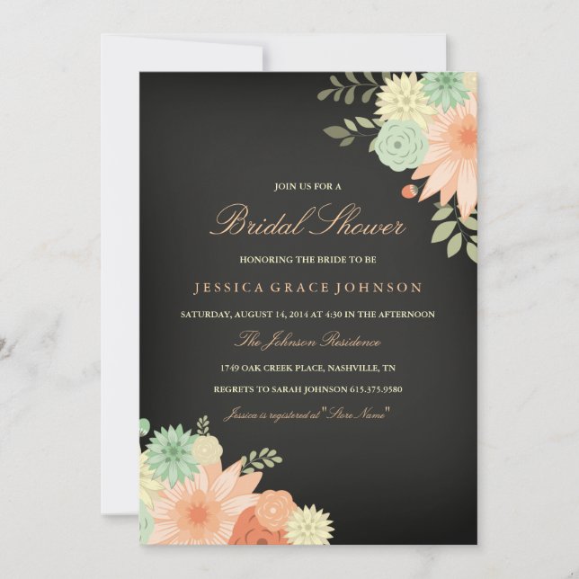 Invitación de boda con follaje primaveral en pizar (Anverso)