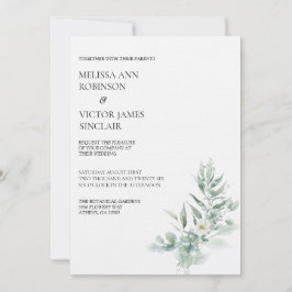 Invitación de boda con follaje verde