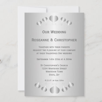 Invitación de Boda con Fondo de Color Plata y Cora
