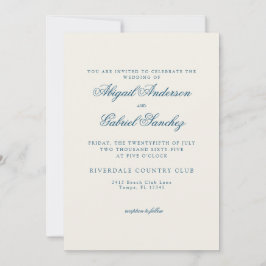 Invitación de boda con fondo de crema brisa del oc