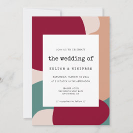 Invitación de boda con formas abstractas modernas