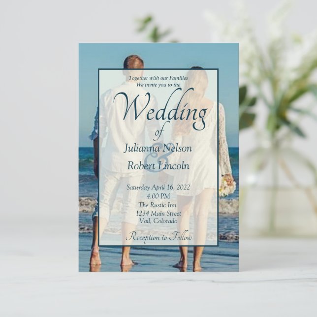 Invitación de boda con foto (Anverso de pie)