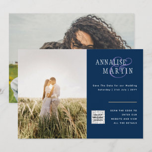 Invitación de boda con foto AZUL de presupuesto pa