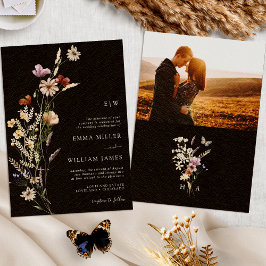 Invitación de boda con foto boho negra