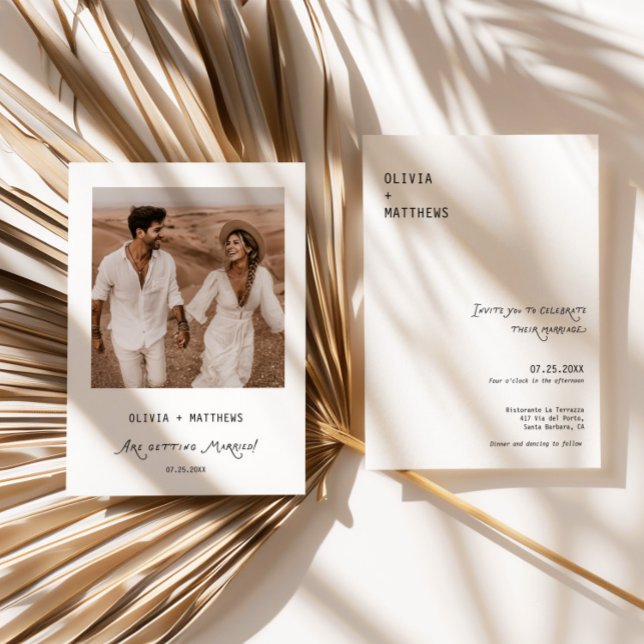 Invitación de Boda con Foto Caprichosa Moderna Min (whimsical wedding invite, photo wedding invitation, minimalist wedding invite, modern wedding invita)