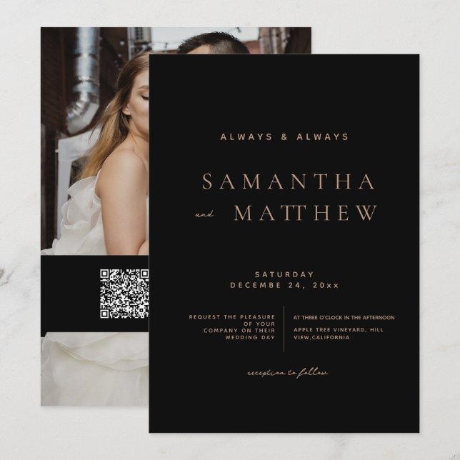 Invitación de boda con foto clásica moderna (Anverso / Reverso)