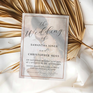 Invitación de boda con foto completa de terracota