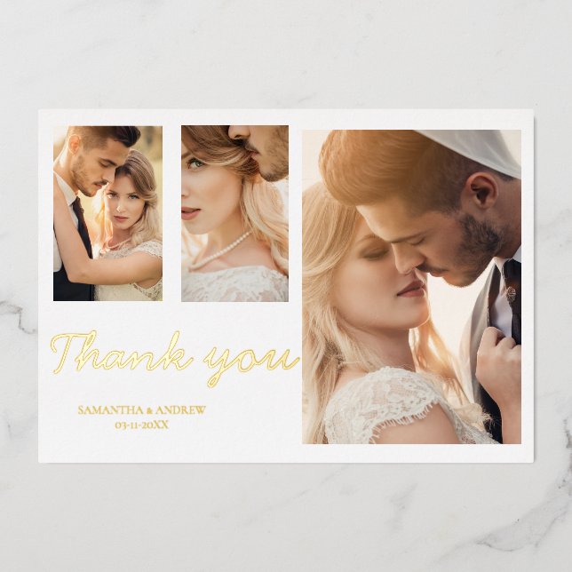 Invitación de boda con foto de agradecimiento blan (Anverso)