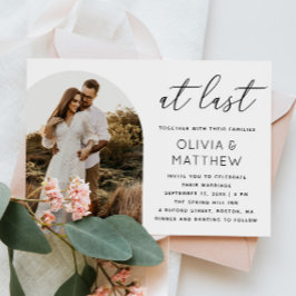 Invitación de boda con foto de arco con código QR