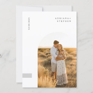 Invitación de boda con foto de arco elegante simpl