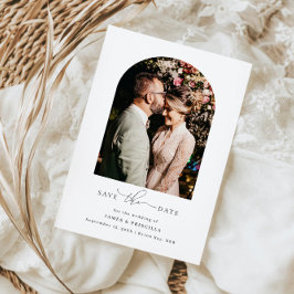 Invitación de boda con foto de arco minimalista