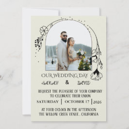 Invitación de boda con foto de arco moderno