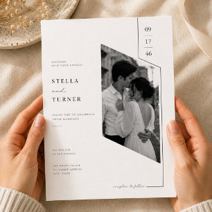 Invitación de boda con foto de arquitectura modern