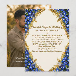 Invitación de Boda con Foto de Bluebonnet de Texas