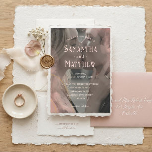 Invitación de Boda con Foto de Borde de Papel Romá