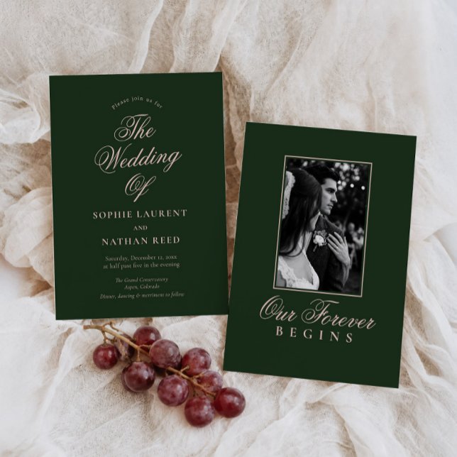 Invitación de boda con foto de corbata negra verde (Subido por el creador)